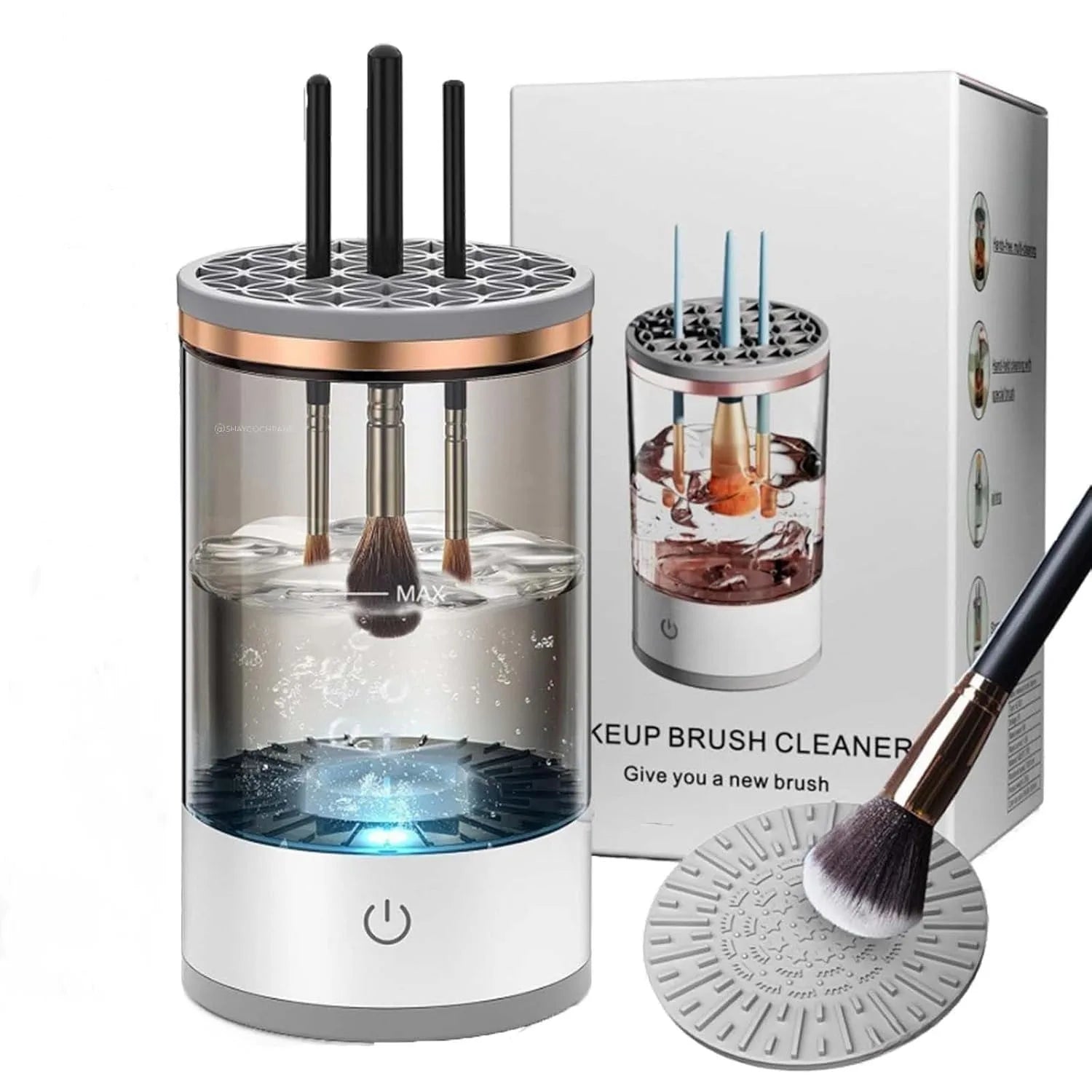 Electric Makeup Brush Cleaner Automatic Spinning Cosmetic Brush Cleaner Machine Deep Cleaning Size Makeup Brushes Quick Dry Tool