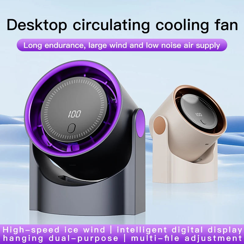 Electric Fan Desktop Silent Wall Mounted Air Conditioner Bladeless Fan USB Charging Portable Office Indoor Camping