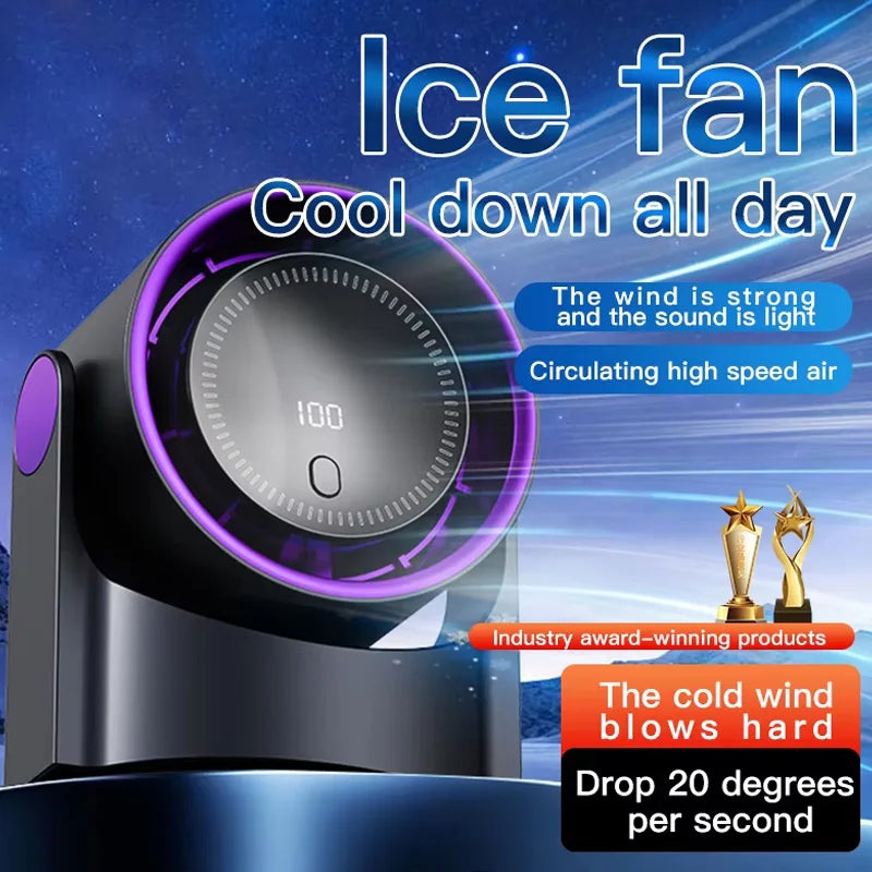 Electric Fan Desktop Silent Wall Mounted Air Conditioner Bladeless Fan USB Charging Portable Office Indoor Camping