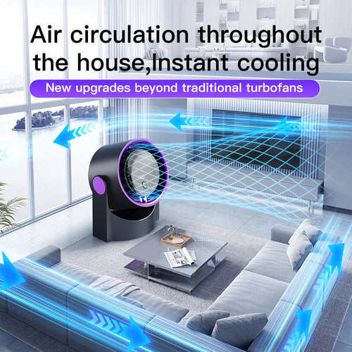 Electric Fan Desktop Silent Wall Mounted Air Conditioner Bladeless Fan USB Charging Portable Office Indoor Camping