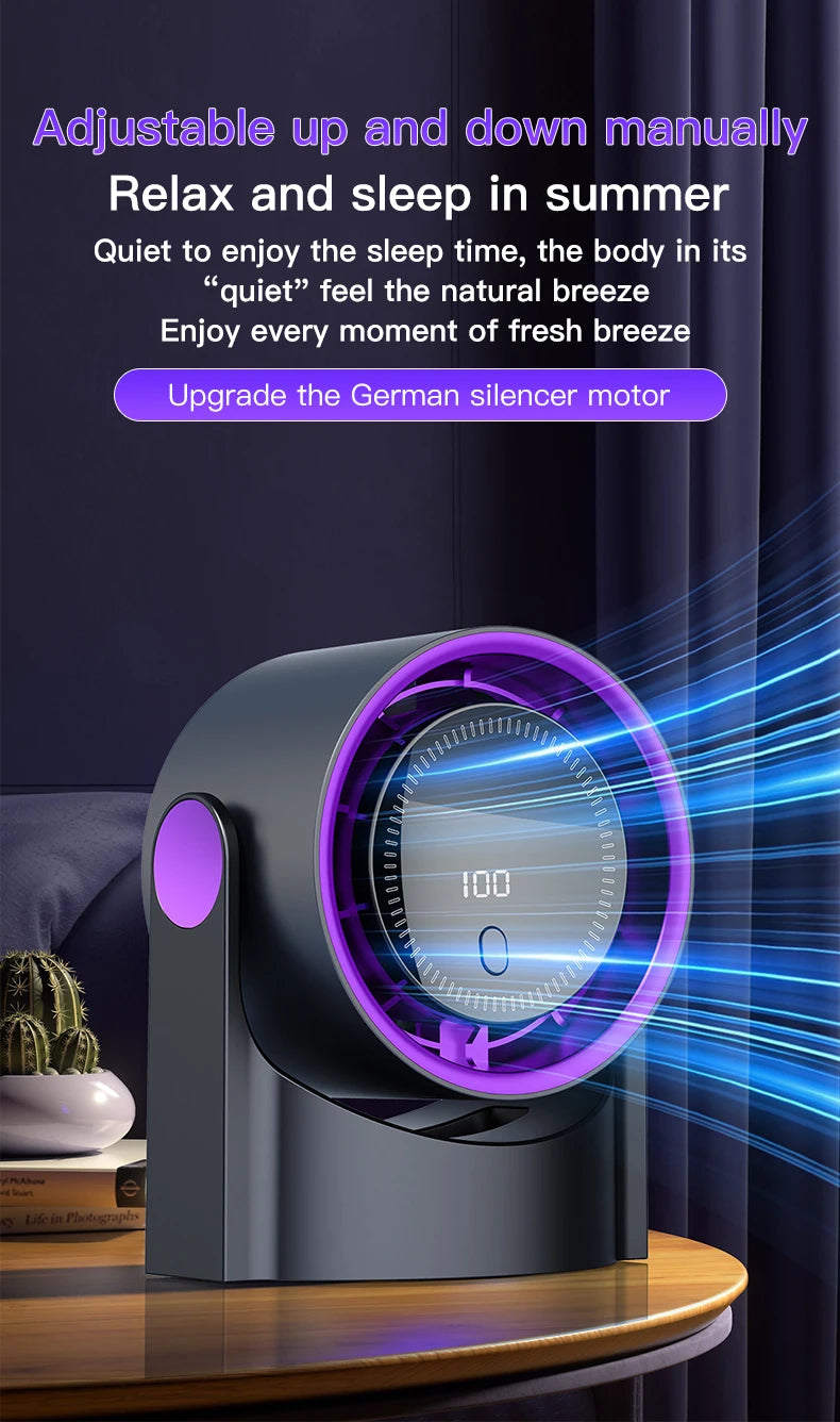 Electric Fan Desktop Silent Wall Mounted Air Conditioner Bladeless Fan USB Charging Portable Office Indoor Camping