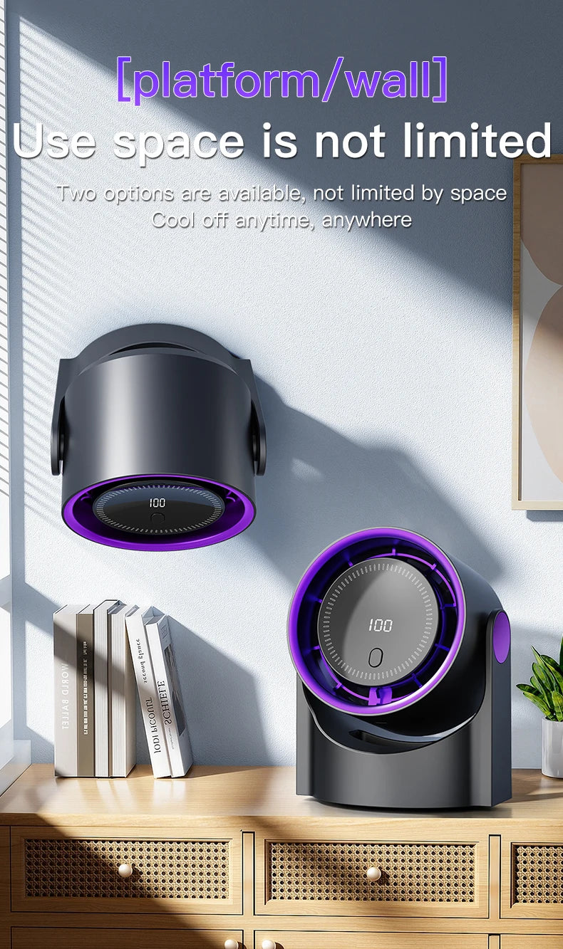 Electric Fan Desktop Silent Wall Mounted Air Conditioner Bladeless Fan USB Charging Portable Office Indoor Camping