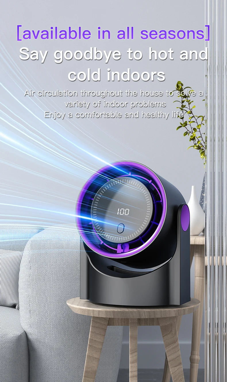 Electric Fan Desktop Silent Wall Mounted Air Conditioner Bladeless Fan USB Charging Portable Office Indoor Camping