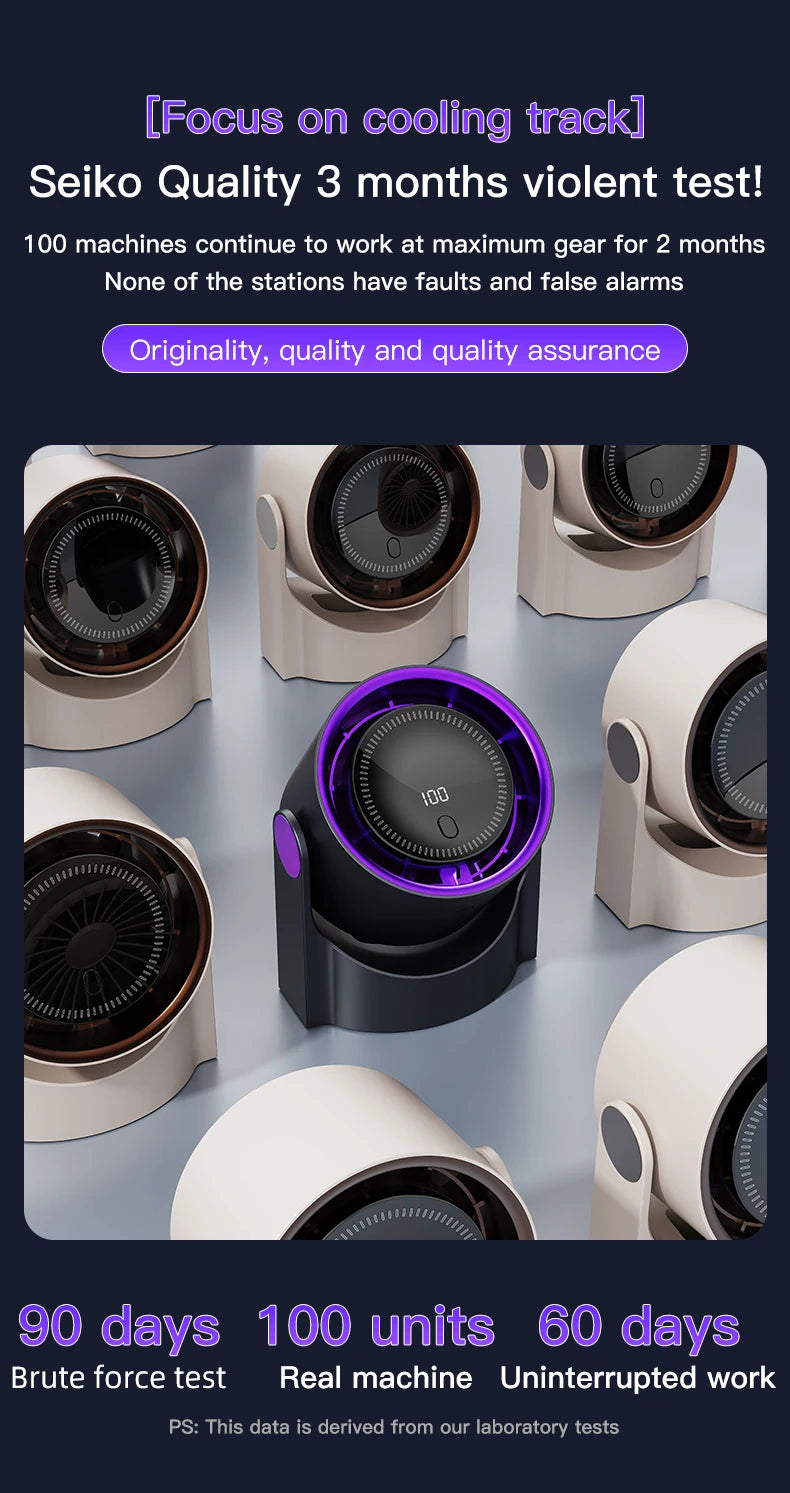 Electric Fan Desktop Silent Wall Mounted Air Conditioner Bladeless Fan USB Charging Portable Office Indoor Camping
