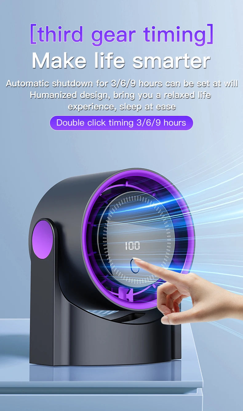 Electric Fan Desktop Silent Wall Mounted Air Conditioner Bladeless Fan USB Charging Portable Office Indoor Camping