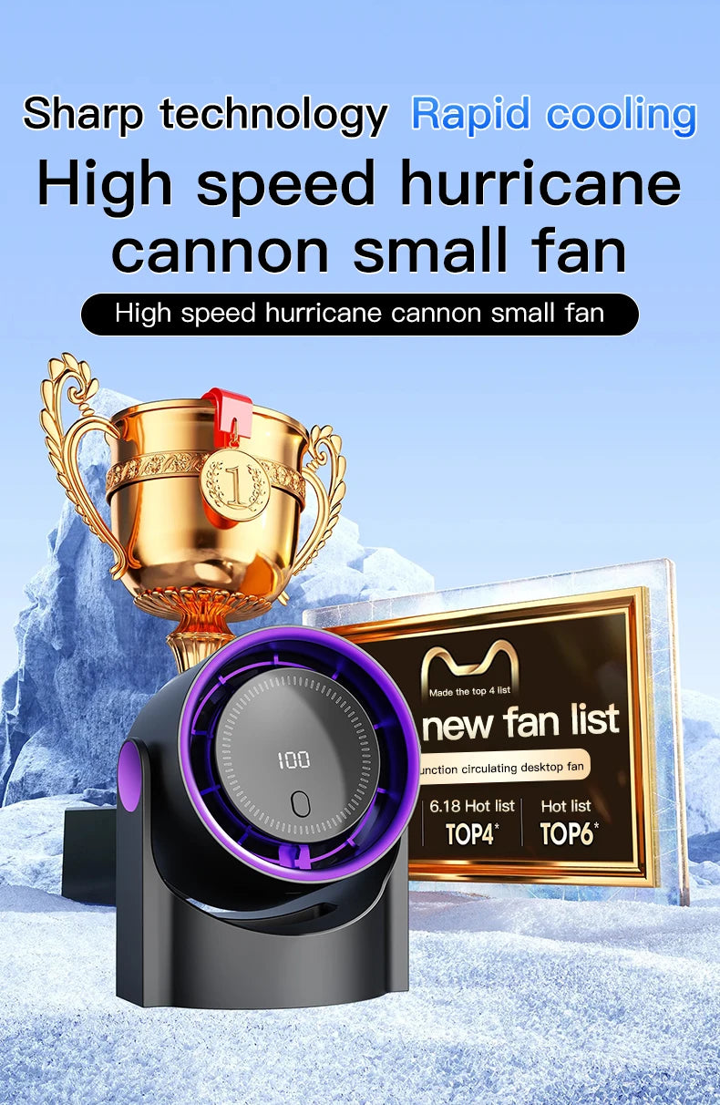 Electric Fan Desktop Silent Wall Mounted Air Conditioner Bladeless Fan USB Charging Portable Office Indoor Camping