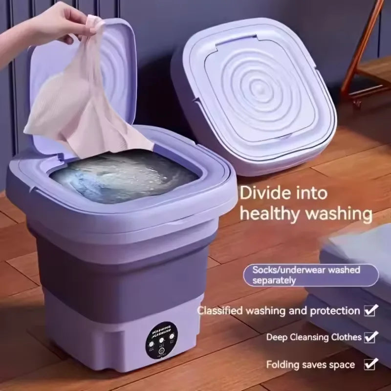 Portable Folding Mini Washing Machine Bucket for Clothes Socks Underwear Cleaning Washer Portable Small Travel Washing Machine