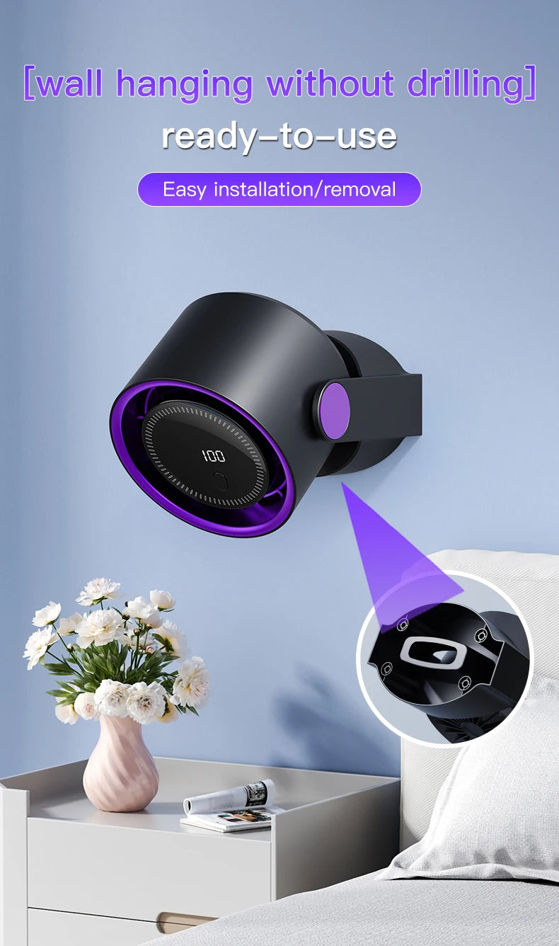 Electric Fan Desktop Silent Wall Mounted Air Conditioner Bladeless Fan USB Charging Portable Office Indoor Camping